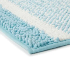 Aqua & White Stripe Chenille 2-Piece Bath Rug Set -Modern Decor Shop 810489289 3