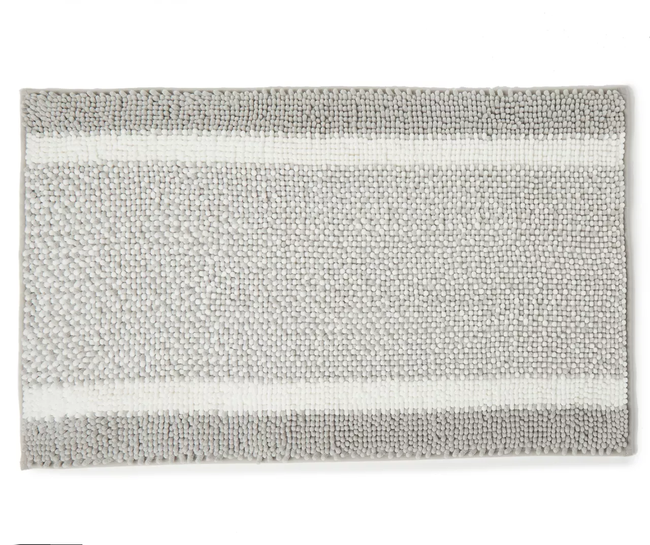 Light Gray & White Stripe Chenille 2-Piece Bath Rug Set 2 Light Gray & White Stripe Chenille 2-Piece Bath Rug Set - Image 2