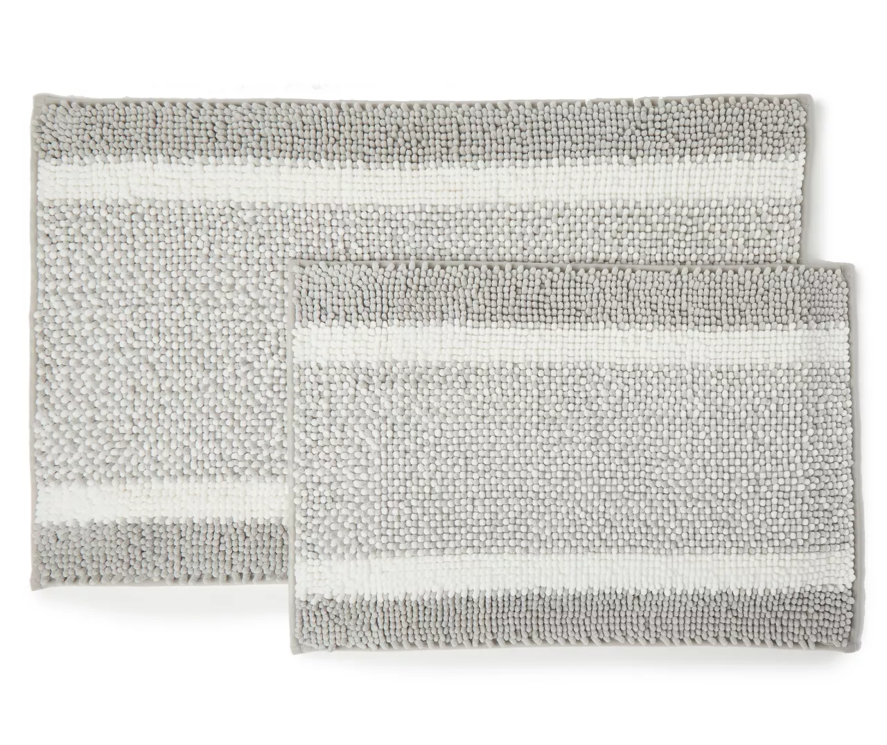 Light Gray & White Stripe Chenille 2-Piece Bath Rug Set 1 Light Gray & White Stripe Chenille 2-Piece Bath Rug Set