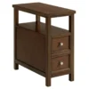 Walnut 2-Drawer End Table With Shelf