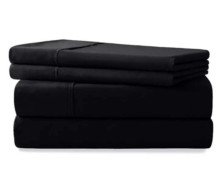 Black 4-Piece Microfiber Full Sheet Set 1 Black 4-Piece Microfiber Full Sheet Set