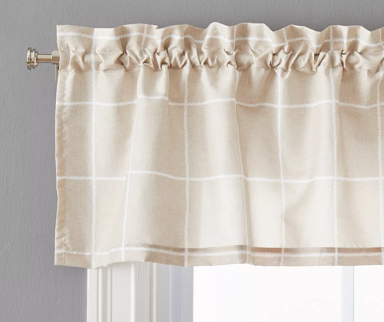 Taupe Ronan Valance & Tier 3-Piece Curtain Set 2 Taupe Ronan Valance & Tier 3-Piece Curtain Set - Image 2