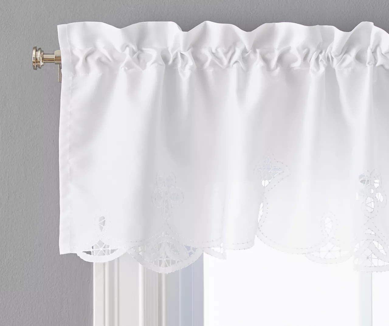 White Lily Valance & Tier 3-Piece Curtain Set 2 White Lily Valance & Tier 3-Piece Curtain Set - Image 2