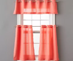 Coral Tucker Valance & Tier 3-Piece Curtain Set