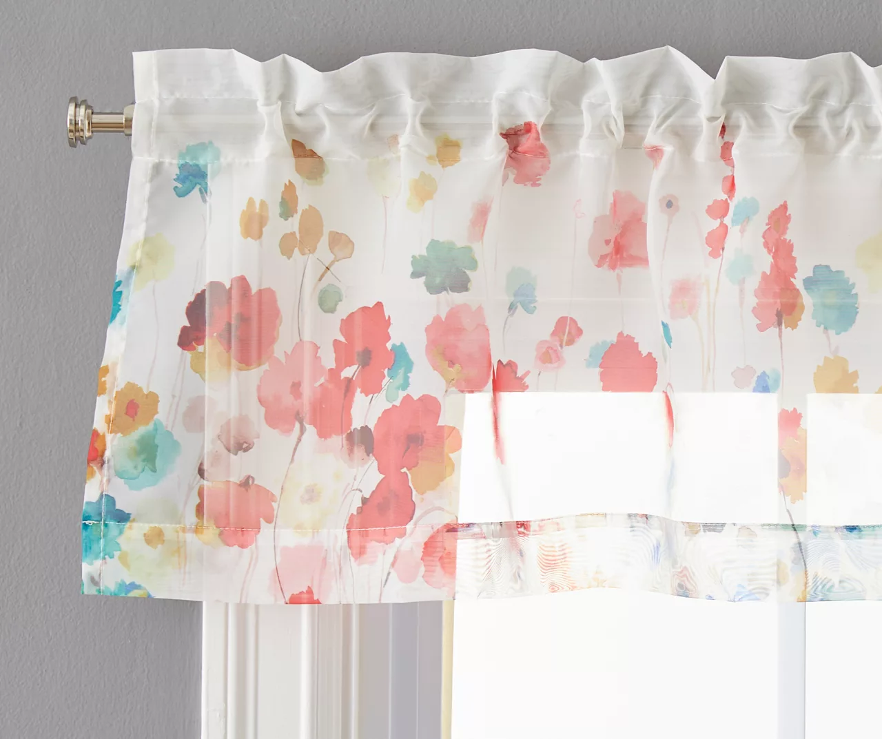 Maggie Floral Valance & Tier 3-Piece Curtain Set 2 Maggie Floral Valance & Tier 3-Piece Curtain Set - Image 2