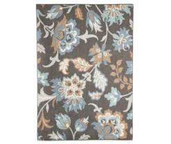 Real Living Gray, Aqua Blue & Brown Jacobean Rug