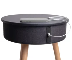 Real Living End Table With Bluetooth Speaker & USB Port -Modern Decor Shop 810513609 2