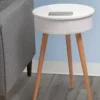 White End Table With Bluetooth Speaker & USB Port