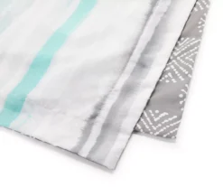 Aqua & Gray Stripe Queen 14-Piece Reversible Comforter Set -Modern Decor Shop 810514970 2