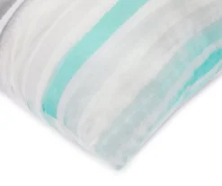 Aqua & Gray Stripe Queen 14-Piece Reversible Comforter Set -Modern Decor Shop 810514970 6