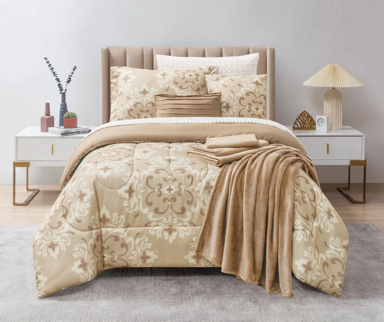 Tan Tile King 14-Piece Comforter Set 1 Tan Tile King 14-Piece Comforter Set