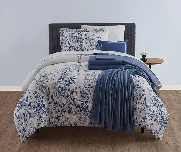 Real Living Blue Floral Comforter Set 1 Real Living Blue Floral Comforter Set