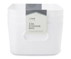White Plastic Storage Bins, 3-Pack