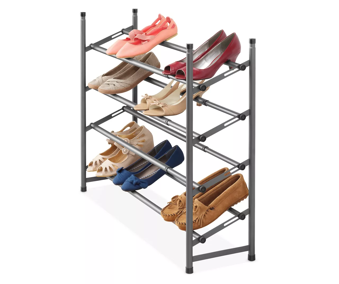 Gunmetal Gray 4-Tier Expandable Steel Shoe Rack 1 Gunmetal Gray 4-Tier Expandable Steel Shoe Rack