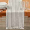 Gray & Beige Stripe Rib Table Runner