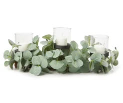 Glass 3-Tier Votive Candle Holder With Greenery