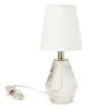 Clear & White Textured Glass Table Lamp With Bulb