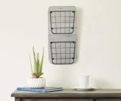 Gray Wire Double-Bin Mail Wall Organizer -Modern Decor Shop 810535795 2