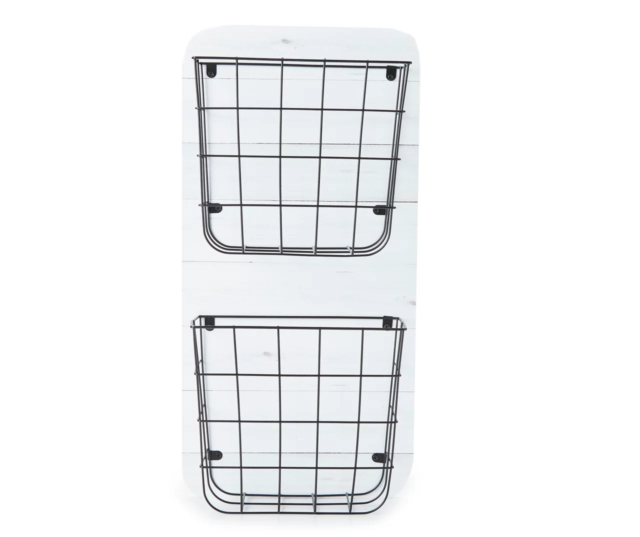White Wire Double-Bin Mail Wall Organizer 1 White Wire Double-Bin Mail Wall Organizer