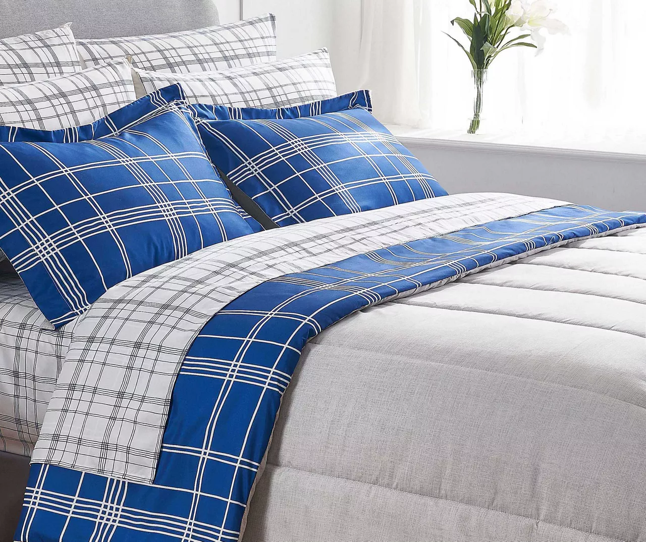 Real Living Blue Plaid Bed-in-a-Bag Reversible Comforter Set 7 Real Living Blue Plaid Bed-in-a-Bag Reversible Comforter Set - Image 7