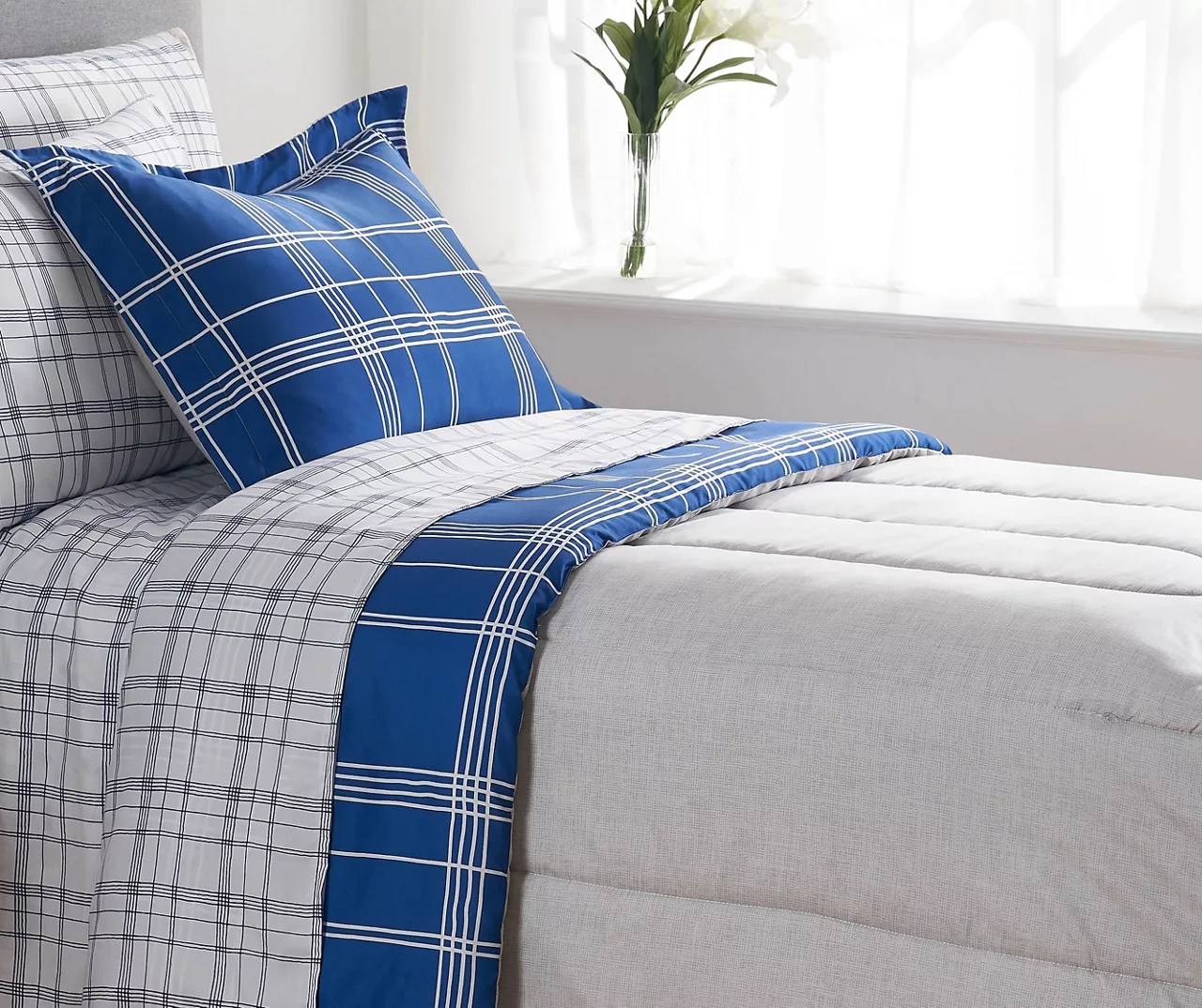 Real Living Blue Plaid Bed-in-a-Bag Reversible Comforter Set 2 Real Living Blue Plaid Bed-in-a-Bag Reversible Comforter Set - Image 2