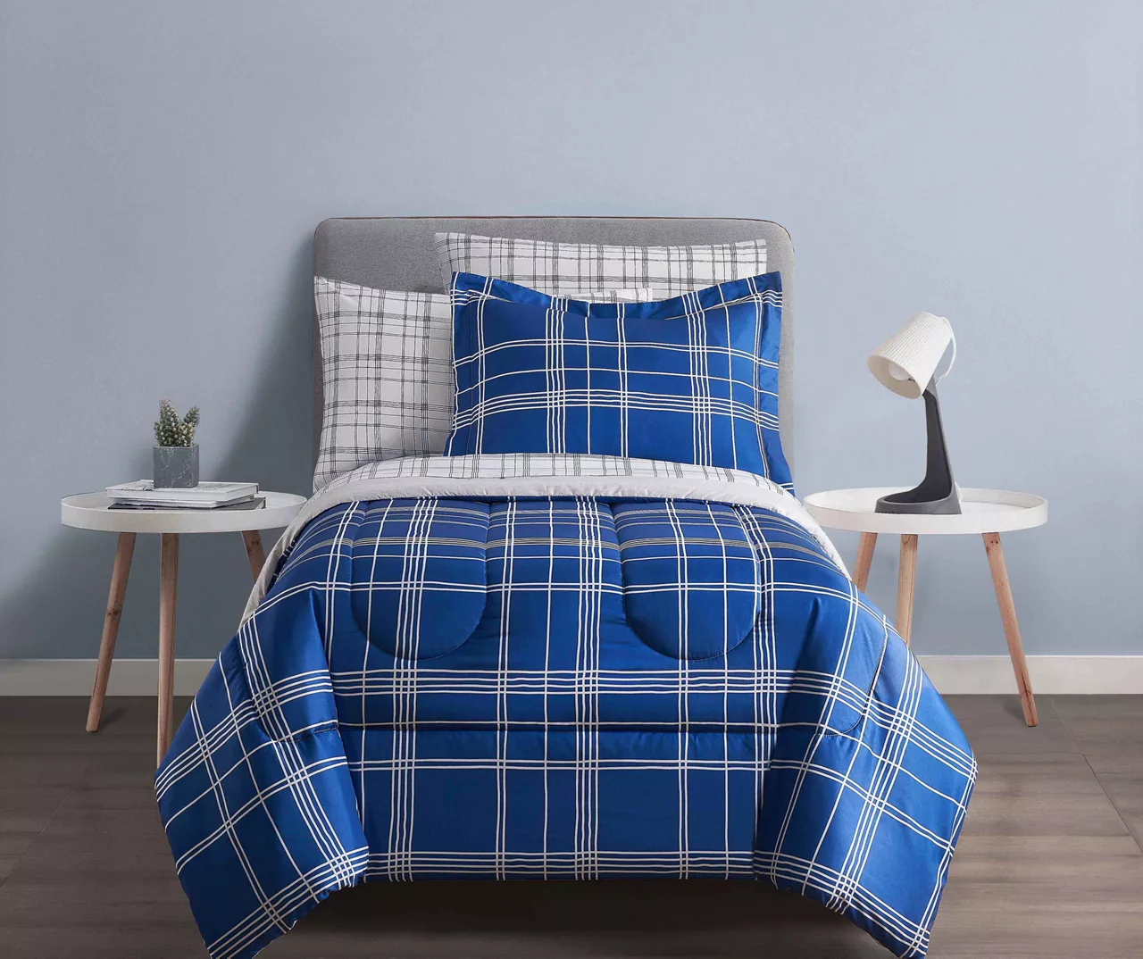 Real Living Blue Plaid Bed-in-a-Bag Reversible Comforter Set 4 Real Living Blue Plaid Bed-in-a-Bag Reversible Comforter Set - Image 4