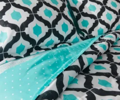 Blue & Black Arabesque Microfiber King 9-Piece Bed-in-a-Bag Set -Modern Decor Shop 810563446 810563445 810563444 810563443 2 3