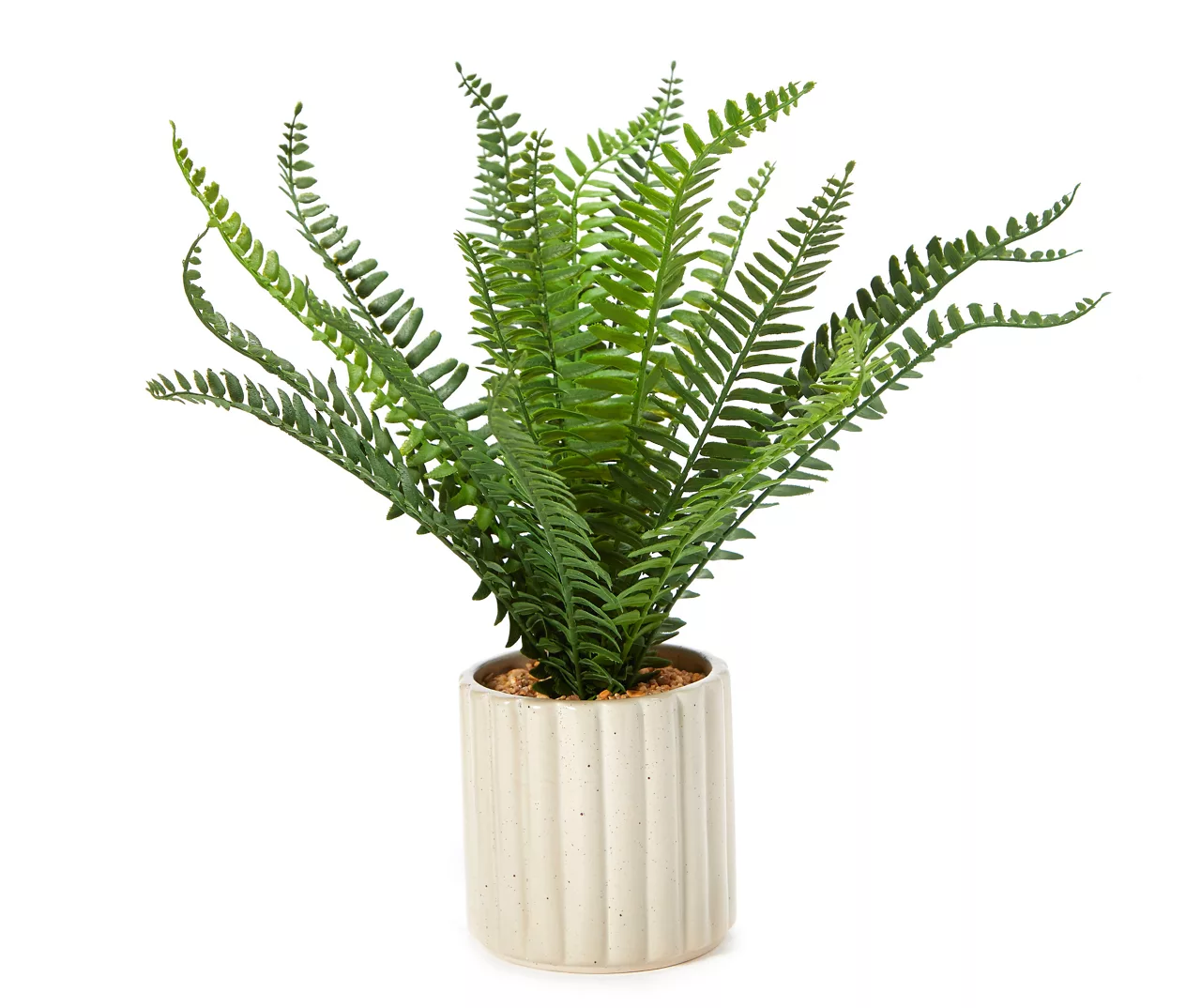 Artificial Fern In White Ribbed Pot 1 Artificial Fern In White Ribbed Pot