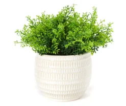 Artificial Greenery In White Arch Texture Pot