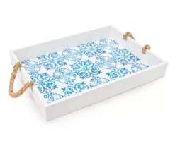 Grecian Getaway Blue & White Tile Print Decorative Tray