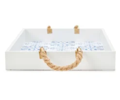 Grecian Getaway Blue & White Tile Print Decorative Tray -Modern Decor Shop 810592580 A8 3