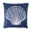 Grecian Getaway Navy Seashell Square Throw Pillow