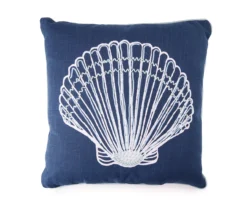 Grecian Getaway Navy Seashell Square Throw Pillow