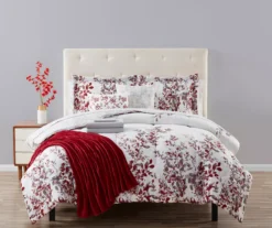 Red & Gray Floral Bed-in-a-Bag Full 14-Piece Bedding Set
