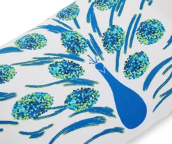Blossom White & Blue Peacock Rectangle Throw Pillow -Modern Decor Shop 810593954 A8 2
