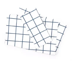 White & Navy Windowpane Twin 3-Piece Microfiber Sheet Set