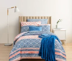 Real Living Coral & Blue Geometric Floral Bed-in-a-Bag Set 16 Real Living Coral & Blue Geometric Floral Bed-in-a-Bag Set -Modern Decor Shop 810594274 B0 2