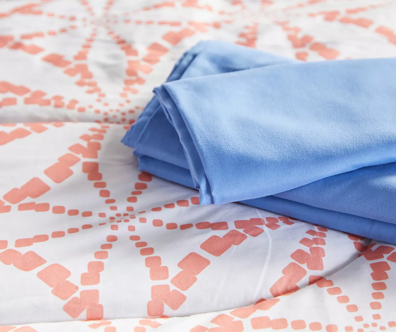 Real Living Coral & Blue Geometric Floral Bed-in-a-Bag Set 2 Real Living Coral & Blue Geometric Floral Bed-in-a-Bag Set - Image 2