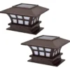Brown Finish LED Solar Post Cap Light Set, 2-Pack