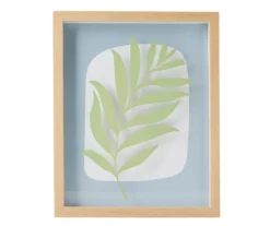 Zenspired Green & Blue Silkscreen Leaf Framed Wall Plaque