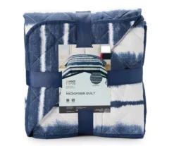 Real Living Grecian Getaway Navy & White Tie-Dye Stripe Reversible Microfiber Quilt -Modern Decor Shop 810595669 1 A8