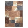 Real Living Navy & Brown Illustrated Floral Color Block Area Rug