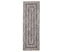 Black & White Braid-Look Border Runner Rug, (2' X 6')