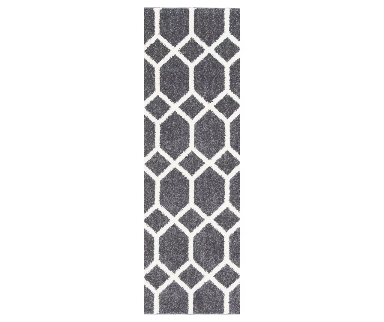 Zion Blue & White Lattice Runner Rug, (2' X 6') 1 Zion Blue & White Lattice Runner Rug, (2' X 6')