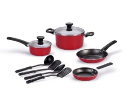 Red Non-Stick 10-Piece Cookware Set