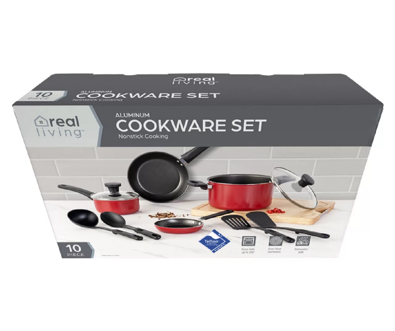 Red Non-Stick 10-Piece Cookware Set 2 Red Non-Stick 10-Piece Cookware Set - Image 2