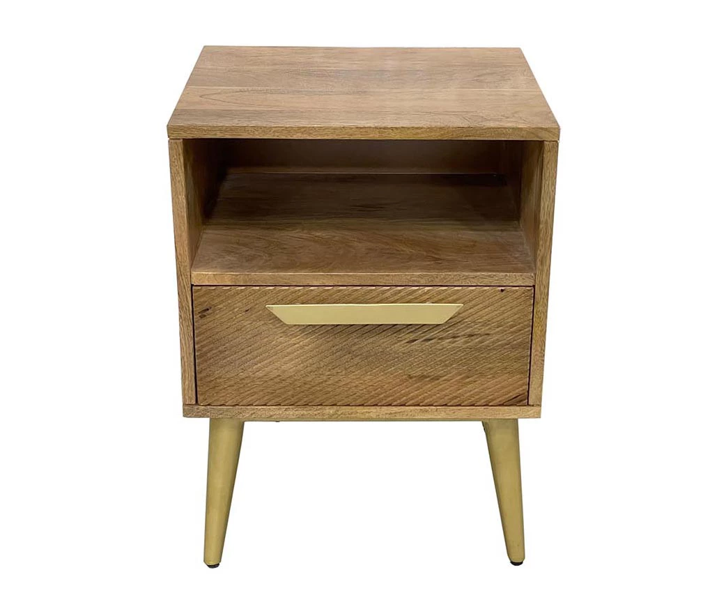 Mango Wood & Metal Bed Side Table 1 Mango Wood & Metal Bed Side Table
