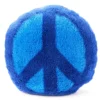 Euphoric Expression Blue Fuzzy Peace Sign Round Accent Pillow