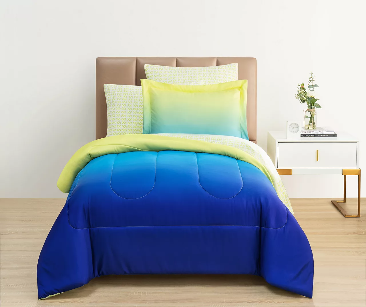 Euphoric Expression Blue & Green Ombre Reversible Queen 9-Piece Bed-in-a-Bag Set 1 Euphoric Expression Blue & Green Ombre Reversible Queen 9-Piece Bed-in-a-Bag Set