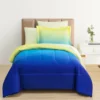 Euphoric Expression Blue Ombre Reversible Twin 6-Piece Bed-in-a-Bag Set